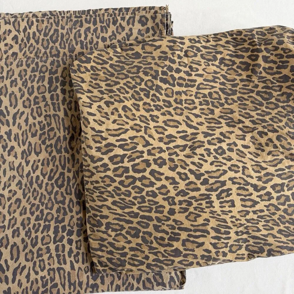 Vintage Ralph Lauren Aragon Leopard Queen Sheet Fitted & Flat Sheets USA Cotton